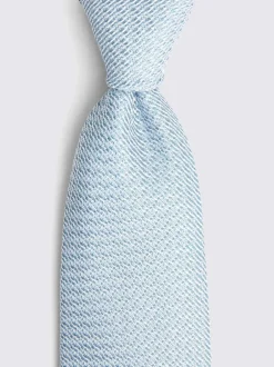 MOSS - Cravate Grenadine Bleu Discount