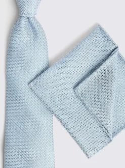 MOSS - Cravate Grenadine Bleu Discount