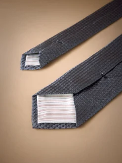 Next Bleu - Cravate Signature en soie texturée New