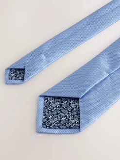 Next - Cravate texturée avec pince à cravate Bleu Clearance