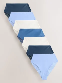 Next Bleu - Culotte en coton et dentelle 7 Pack Jambe haute taille haute