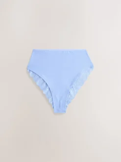 Next Bleu - Culotte en coton et dentelle 7 Pack Jambe haute taille haute