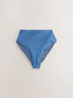 Next Bleu - Culotte en coton et dentelle 7 Pack Jambe haute taille haute