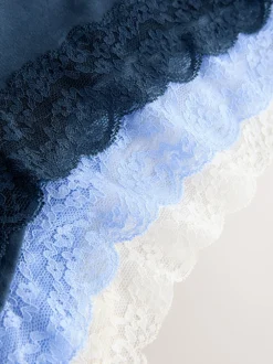 Next Bleu - Culotte en coton et dentelle 7 Pack Jambe haute taille haute