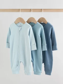 Next Bleu - Dors-bien bébé sans pieds à fermeture éclair bidirectionnelle, lot de 3 (0-3ans) Discount