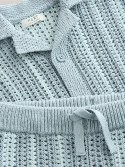Next Bleu - Ensemble Chemises et shorts Manches courtes en tricot crocheté (3mths-10yrs) Online