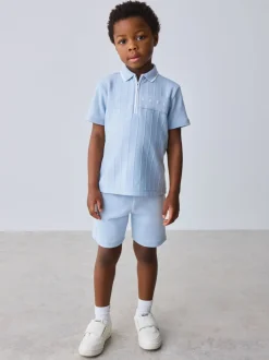 Baker by Ted Baker Bleu - Ensemble polo et short texturés Outlet