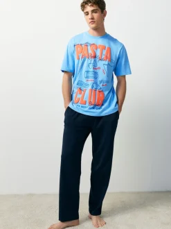 Next Bleu - Ensemble pyjama graphique en jersey à manches courtes Online