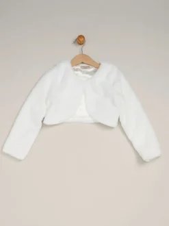 Miss Bleu - Ensemble robe Waterfall à sequins et boléro en fausse fourrure Discount