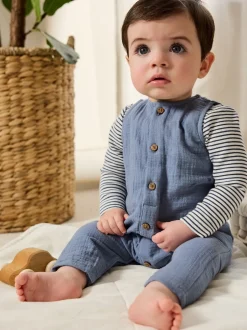 Next Bleu - Ensemble salopette et body pour bébé (0mths-2yrs) Outlet