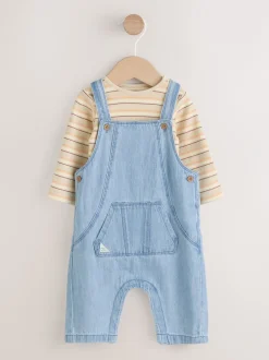 Next Bleu - Ensemble salopette et body en jean bébé (0 mois-2 ans) Outlet
