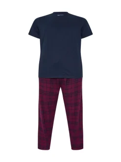 BadRhino Big & Tall Bleu - Ensemble t-shirt à carreaux et bas de pyjama Clearance