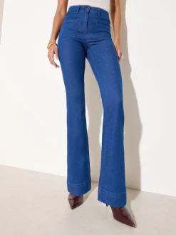 Friends Like These - Jean évasé à poche haute Bleu Clearance