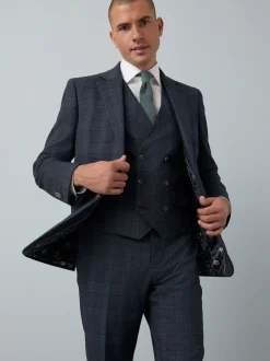 Next Bleu - Gilet de costume à carreaux Hot