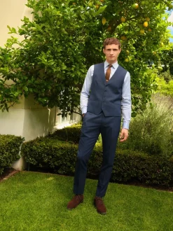 Next Bleu - Gilet de costume en laine Blend texturée Clearance