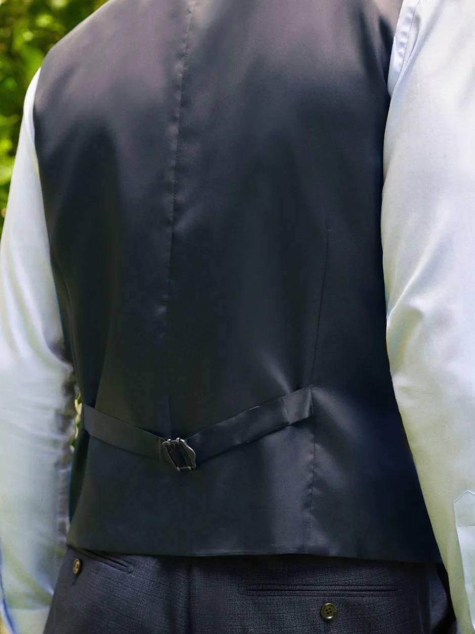 Next Bleu - Gilet de costume en laine Blend texturée Clearance