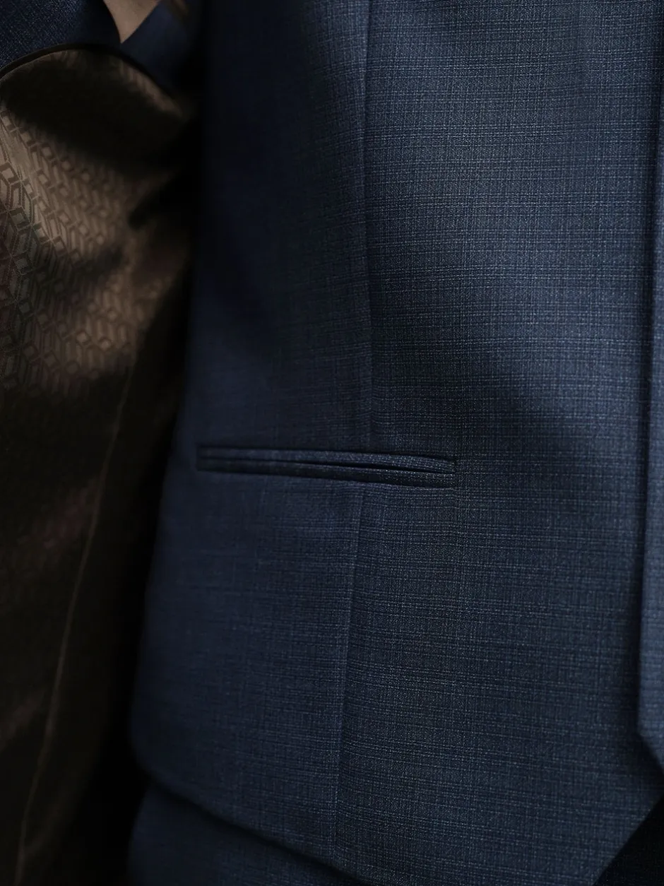 Next Bleu - Gilet de costume en laine Blend texturée Clearance