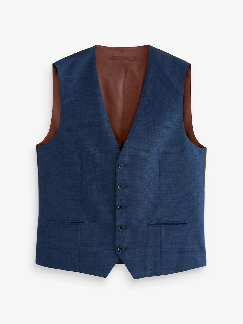 Next Bleu - Gilet de costume en laine Blend texturée Clearance