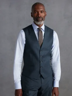 Next Bleu - Gilet de costume en flanelle de laine et cachemire mélangés Signature Zignone Clearance