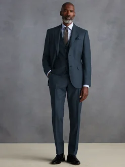 Next Bleu - Gilet de costume en flanelle de laine et cachemire mélangés Signature Zignone Clearance