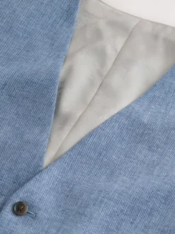 Next Bleu - Gilet de costume en lin Blend texturé Clearance
