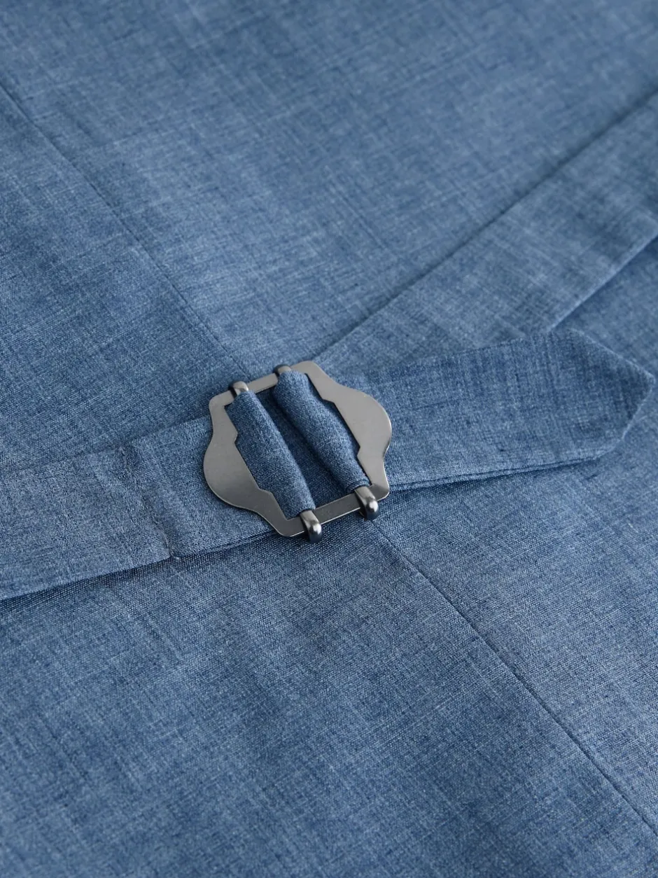 Next Bleu - Gilet de costume en lin Blend texturé Clearance