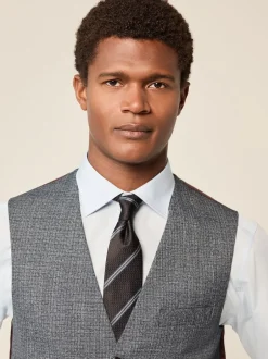 Next Bleu - Gilet de costume texturé à coupe régulière et à bordures Clearance