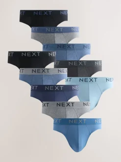 Next Bleu / Gris chiné - Lot de 10 - Slips riches en coton Hot