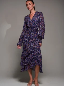 Jolie Moi Bleu - Robe longue en maille à volants et manches longues Best