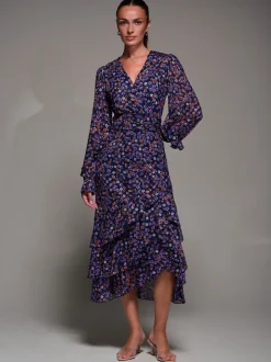 Jolie Moi Bleu - Robe longue en maille à volants et manches longues Best