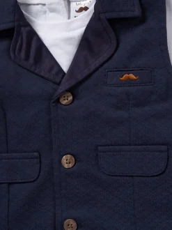 Little Gent Bleu - Ensemble chemise, gilet et short 100% coton Discount