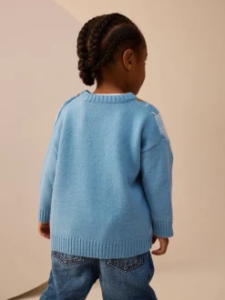 Next Bleu à losanges - Pull en coton à col rond en maille (3mois -7ans) New