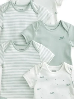 Bleu - Lot 5 bodys Mamas & Papas bleus 100% coton à manches courtes Hot