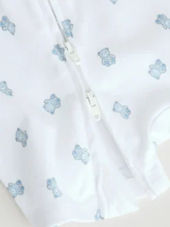 Next Bleu - Lot de 3 barboteuses zippées bidirectionnelles pour bébé (0 mois à 3 ans) Outlet