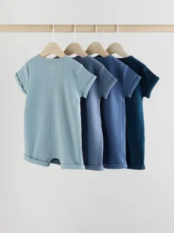 Next Bleu - Lot de 4 barboteuses à col boutonné grand-père pour bébé Online