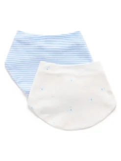 Purebaby Bleu - Lot de 2 bavoirs Essential Dribble Hot