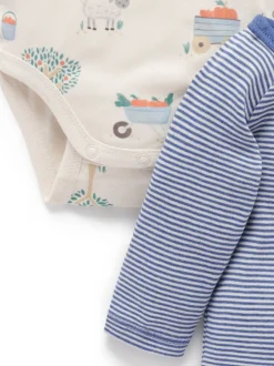 Purebaby Bleu - Lot de 2 bodys Sale