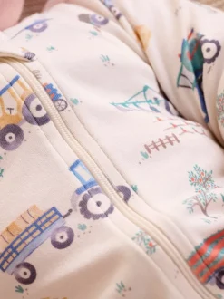 Purebaby Bleu - Lot de 2 combinaisons zippées imprimées Outlet