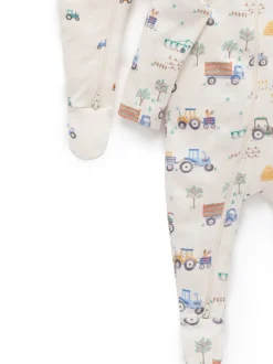 Purebaby Bleu - Lot de 2 combinaisons zippées imprimées Outlet
