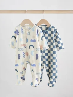 Next Bleu - Lot de 2 dors-bien bébé en micro polaire avec fermeture éclair bidirectionnelle Hot