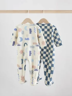 Next Bleu - Lot de 2 dors-bien bébé en micro polaire avec fermeture éclair bidirectionnelle Hot