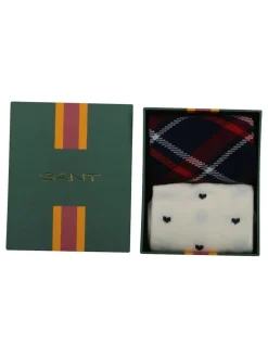 Gant Bleu - Lot de 2 paires de chaussettes à carreaux et cœurs Hot