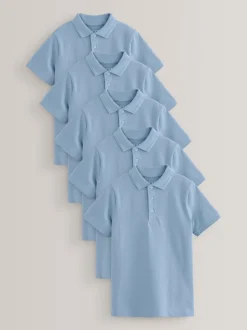Next Bleu - Lot de 5 polos en coton à manches courtes pour l'école (3-16ans) Clearance