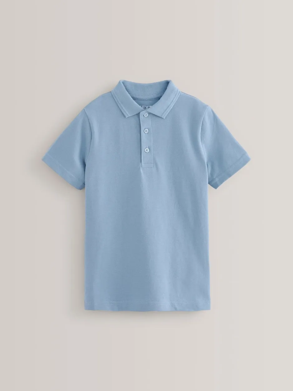 Next Bleu - Lot de 5 polos en coton à manches courtes pour l'école (3-16ans) Clearance