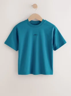 Next Bleu - Lot de 4 T-shirts à Manches courtes avec Logo Graphique sur la Poitrine (3-16ans) Online