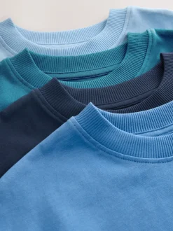 Next Bleu - Lot de 4 T-shirts à Manches courtes avec Logo Graphique sur la Poitrine (3-16ans) Online