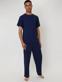 Loungeable Bleu - Ensemble Pjyamas gaufré à manches courtes et pantalon Discount