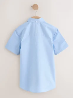 Next - Manches courtes Coton riche Oxford Chemise (3-16ans) Bleu Online