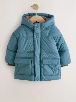 Next Bleu - Manteau rembourré doublé Borg Résistant à la douche (3mois-7ans) Discount