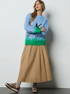 Next Bleu à motif canard Mallard - Pull col rond brossé New